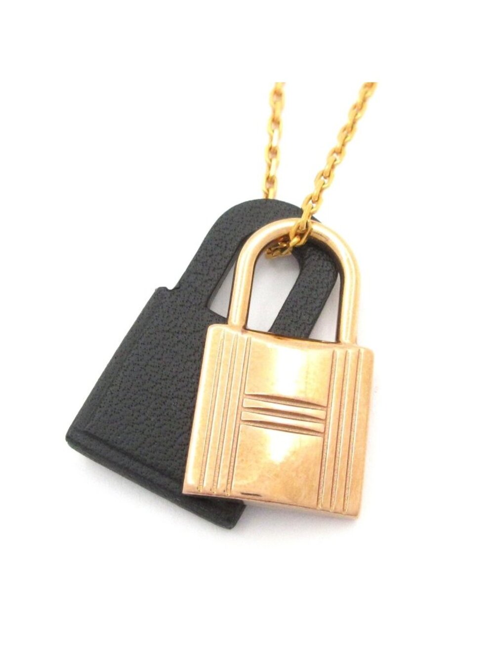 Hermes Necklace O'Kelly PM Pink Gold Black